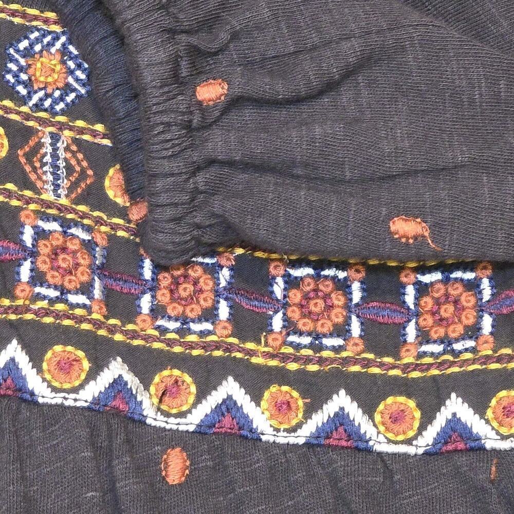Canyon Retreat Boho Embroidered Midi Dress XL Black Orange Geometric Festival - Picture 7 of 16